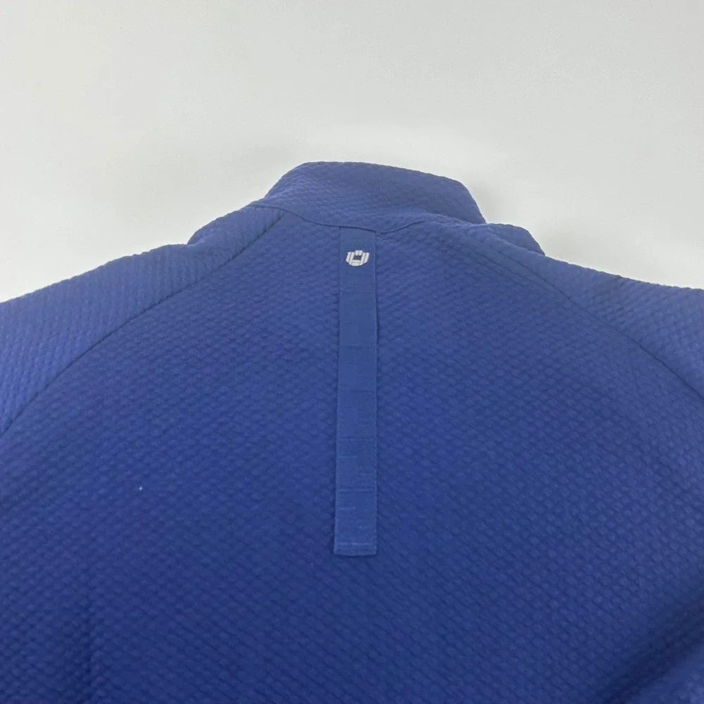 IBKUL Mens L Half Zip Pullover Navy Blue Waffle Knit Performance Top NWOT